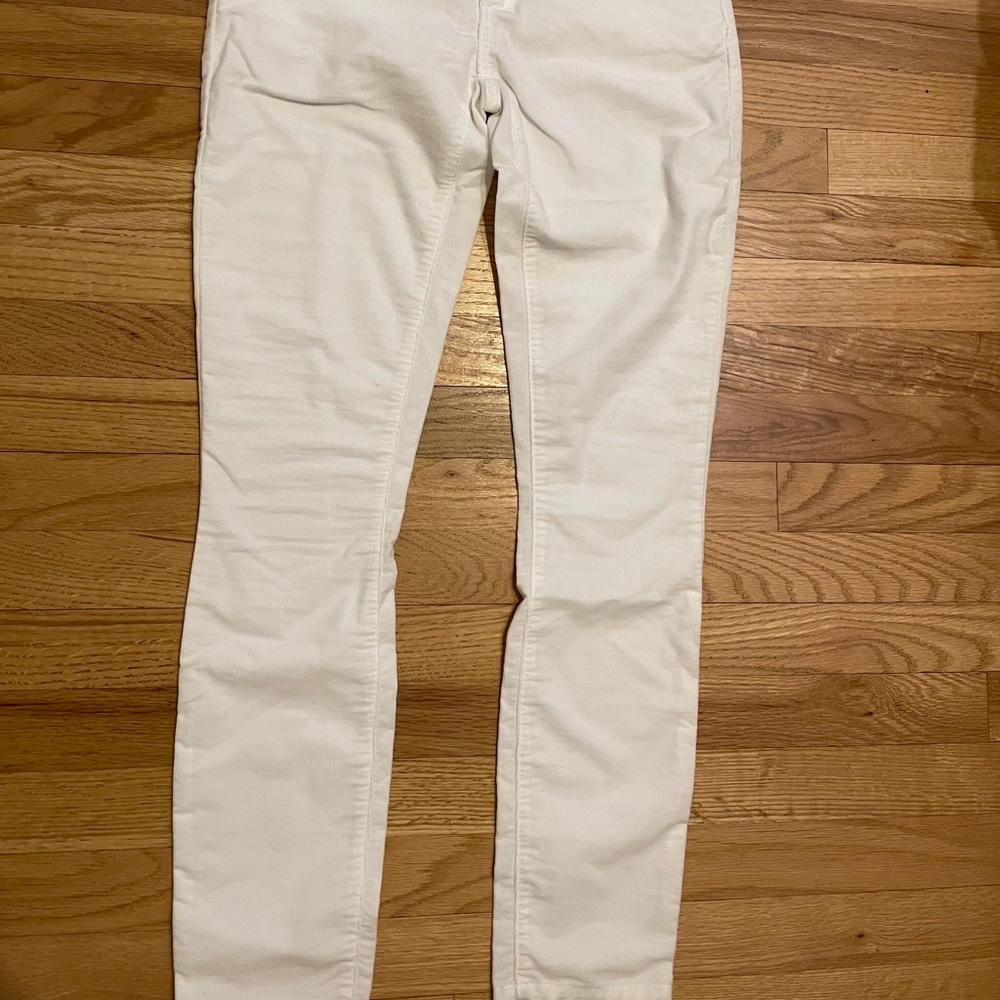 Theory straight jeans in corduroy, white, size 26